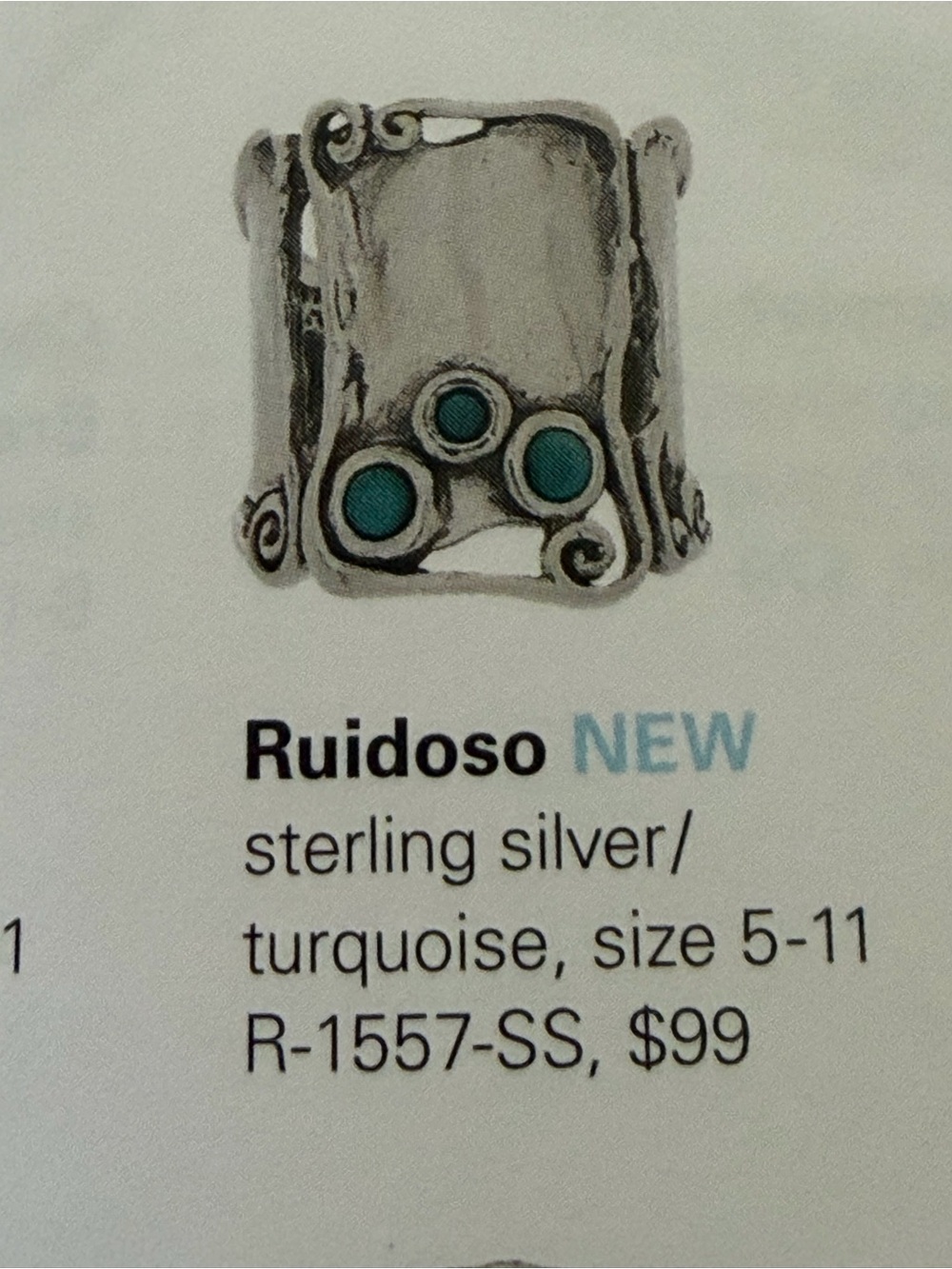 Grace & Heart G&H RUIDOSO Ring SIZE 5 .925 SS Turquoise - Picture 3 of 8
